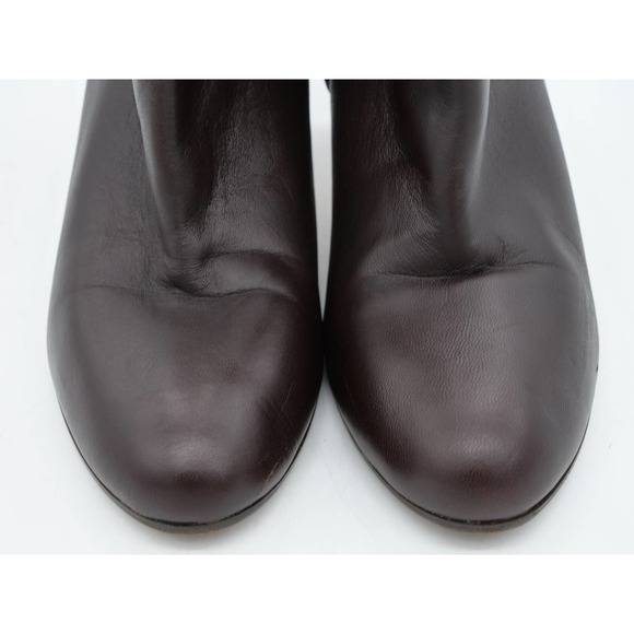 Marchez Vous Booties Womens 7.5 Brown Leather Cone Heel Zipper Ankle Boots - Picture 6 of 13